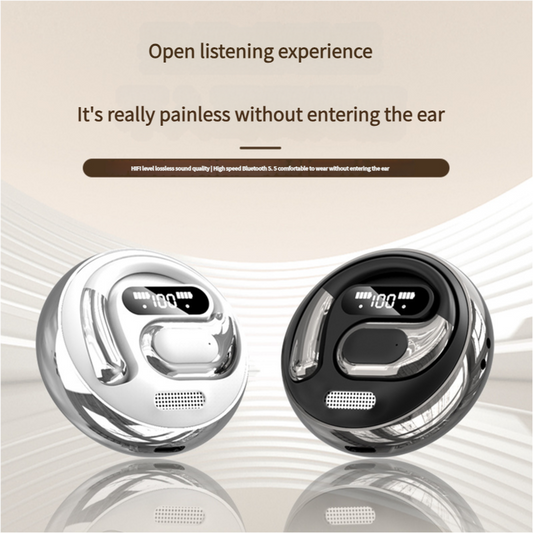 Open-Ear Conduction TWS Earbuds - Bluetooth 5.5, HIFI Sound, LED Display(pink)