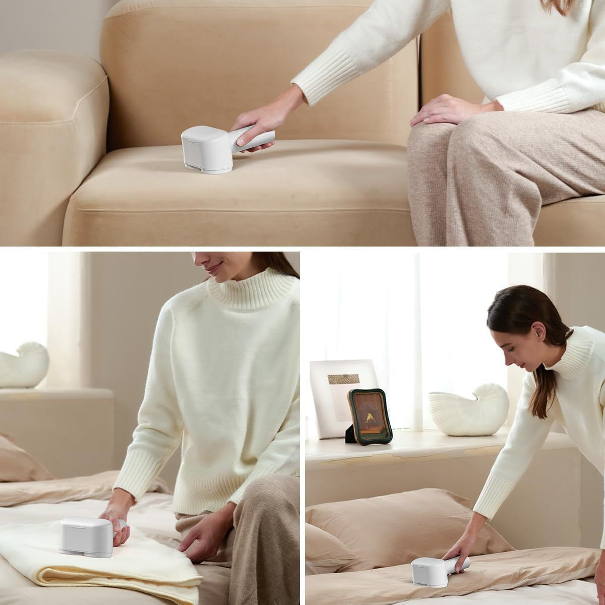 Dual-Head Electric Lint Remover - USB-C Rechargeable, LED Display, 5-Size Honeycomb Mesh(Black)