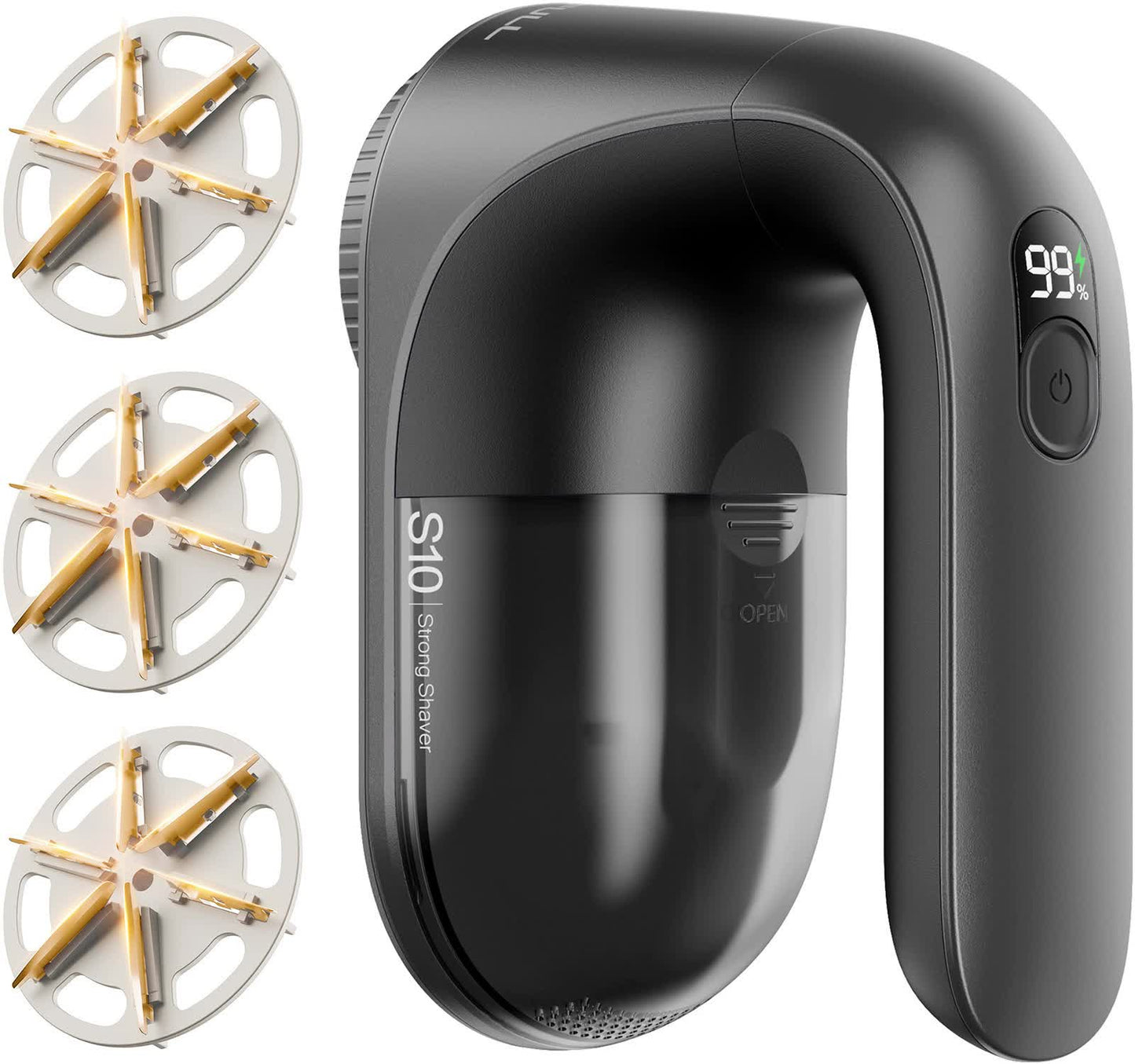 Electric Lint Remover - Rechargeable 2000mAh Fabric Shaver with LED Display(black)