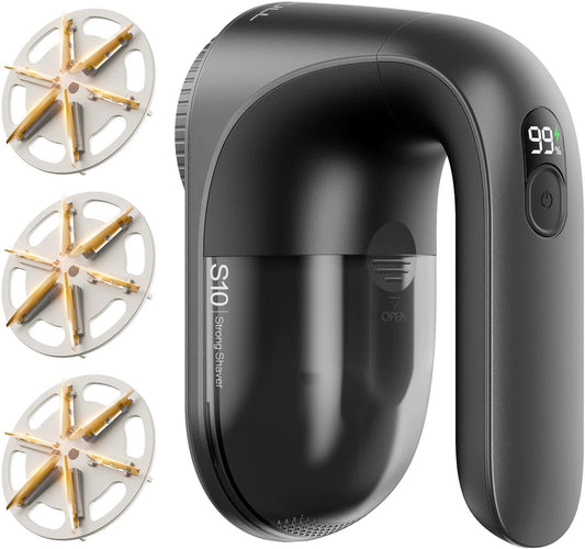 Electric Lint Remover - Rechargeable 2000mAh Fabric Shaver with LED Display(black)