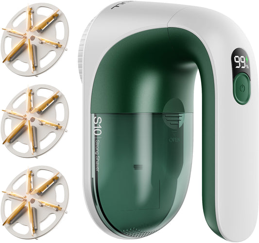 Electric Lint Remover - Rechargeable 2000mAh Fabric Shaver with LED Display(Green)