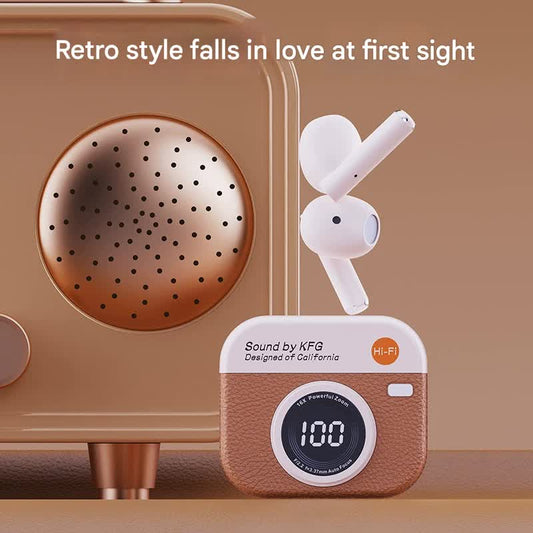 Retro Camera Style TWS Earbuds - Bluetooth 5.4, ENC, Low Latency Gaming(Green)