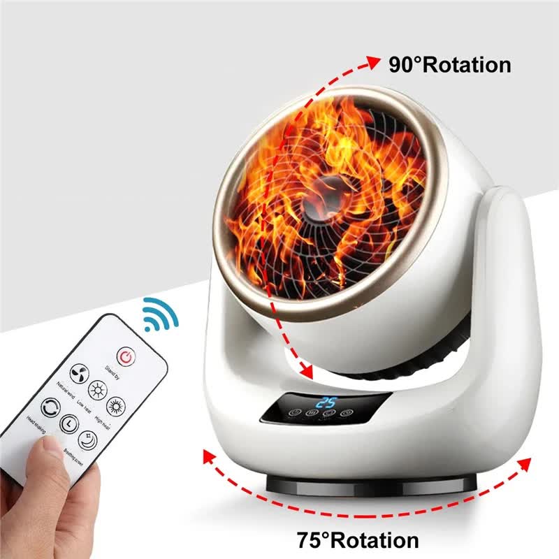White Desktop Ceramic Heater Fan - All Season Use, Hot & Cold Modes with Remote Control