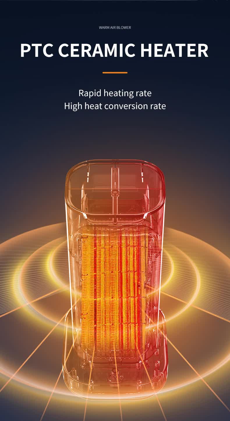 White Portable Electric Heater with Oscillation & Tip-Over Protection- 2 Heat Settings, Mini Tower