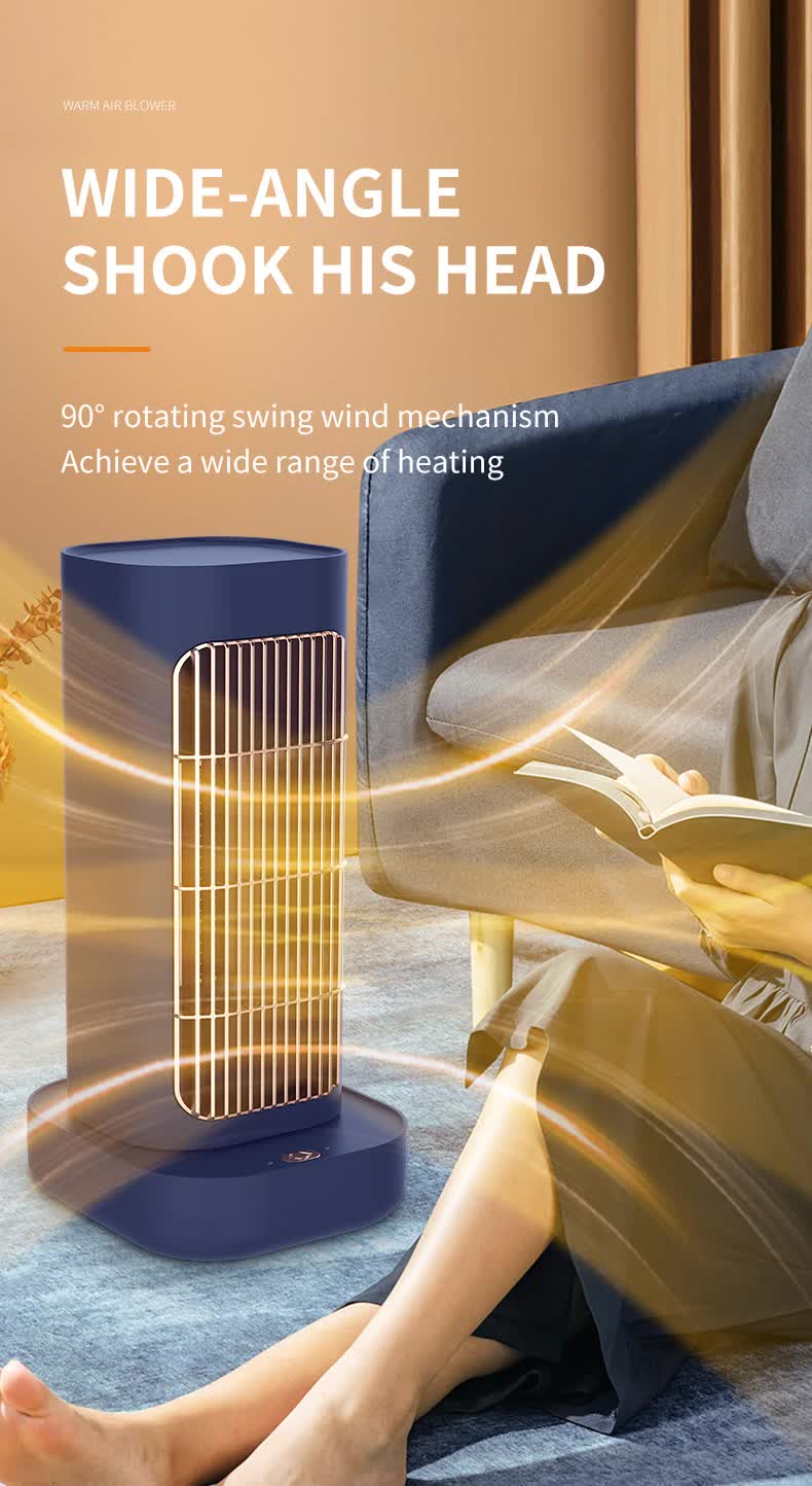 White Portable Electric Heater with Oscillation & Tip-Over Protection- 2 Heat Settings, Mini Tower