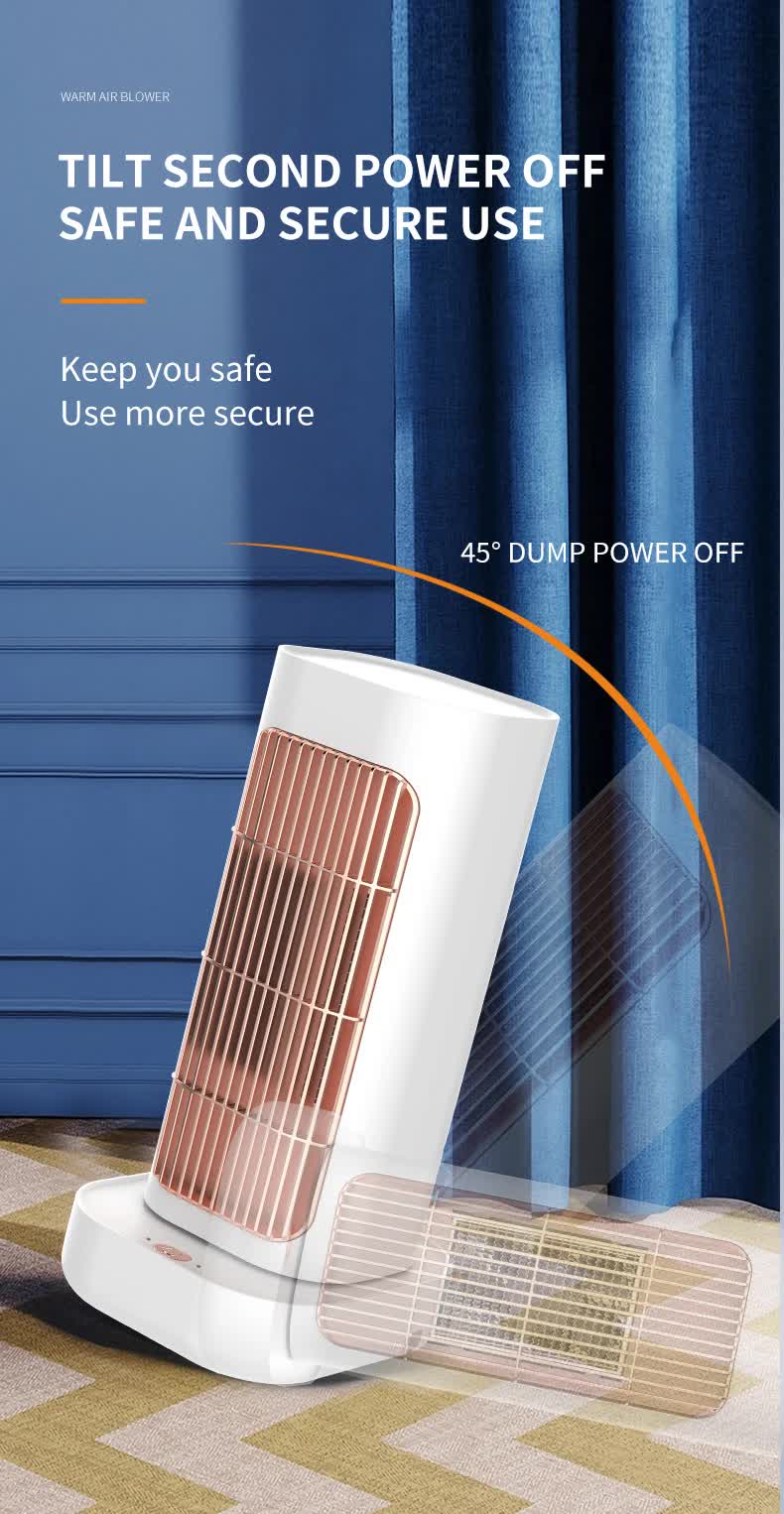 White Portable Electric Heater with Oscillation & Tip-Over Protection- 2 Heat Settings, Mini Tower