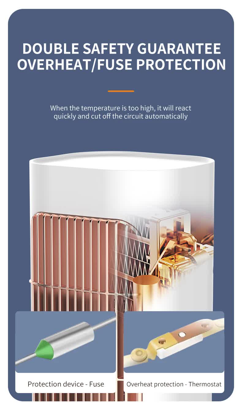 Pink Portable Electric Heater with Oscillation & Tip-Over Protection- 2 Heat Settings, Mini Tower