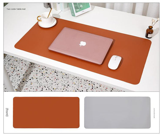 2 PCS Reddish brown/gray Extra-Large Leather Table Mat for Study & Work - Pad for Students & Office Use (60x30cm)