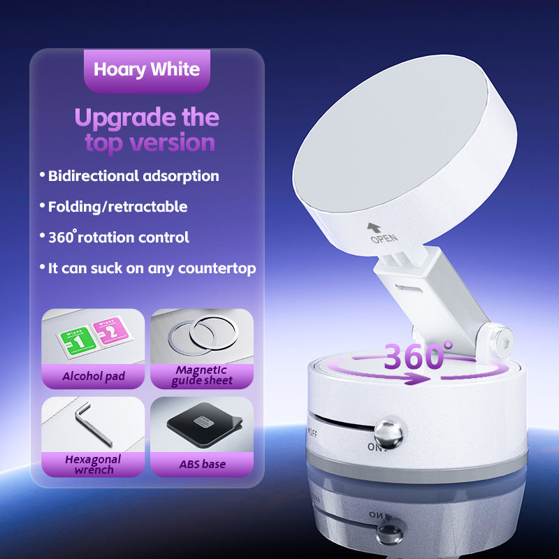 White Foldable Vacuum Suction Phone Stand for Navigation and Calls