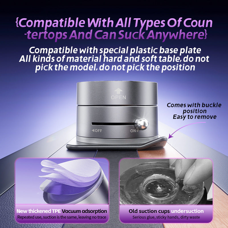 White Foldable Vacuum Suction Phone Stand for Navigation and Calls