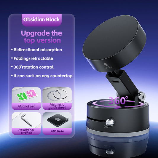 Black Foldable Vacuum Suction Phone Stand for Navigation and Calls