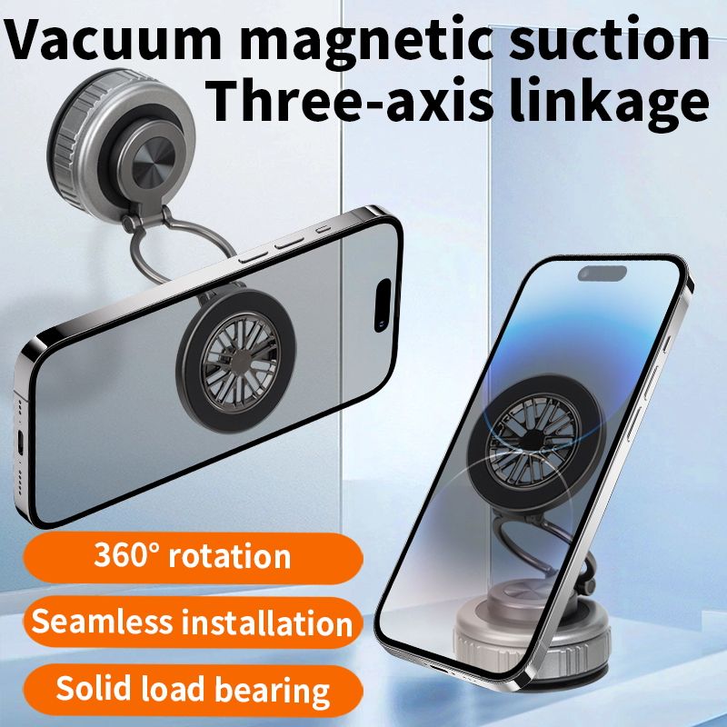 Silver Foldable Vacuum Suction Phone Stand for Navigation and Calls
