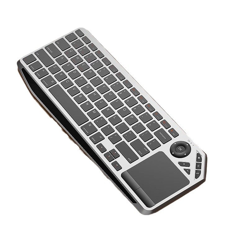 Dark Grey And Black Slim Multi-Device Bluetooth Keyboard with Integrated Touchpad - Rechargeable Wireless Combo for PC Laptop Tablet Phone