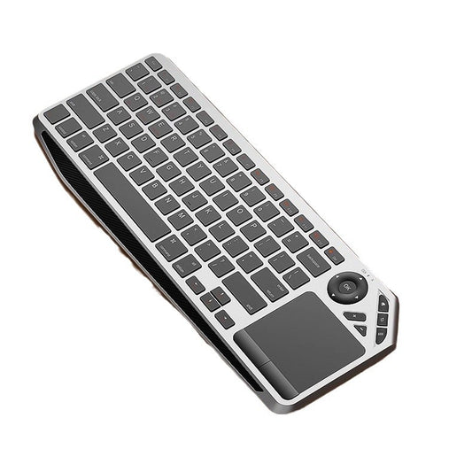 Dark Grey And Black Slim Multi-Device Bluetooth Keyboard with Integrated Touchpad - Rechargeable Wireless Combo for PC Laptop Tablet Phone