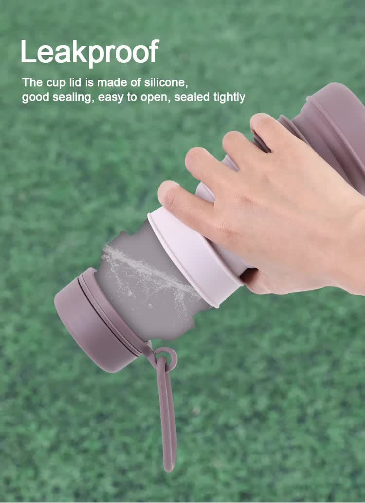 Blue and Black Collapsible Silicone Water Bottle - 510ml Portable Food-Grade Travel & Sports Drink Flask