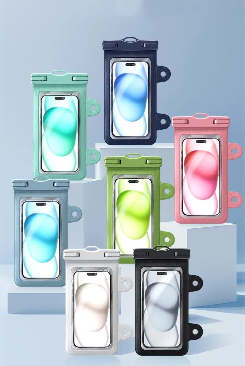 Mint Green 2-Pack Universal IPX8 Waterproof Phone Pouch with Lanyard - Touch Sensitive Case for Swimming & Outdoor Sports