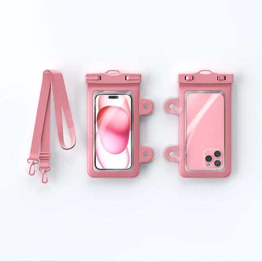 Pink 2-Pack Universal IPX8 Waterproof Phone Pouch with Lanyard - Touch Sensitive Case for Swimming & Outdoor Sports