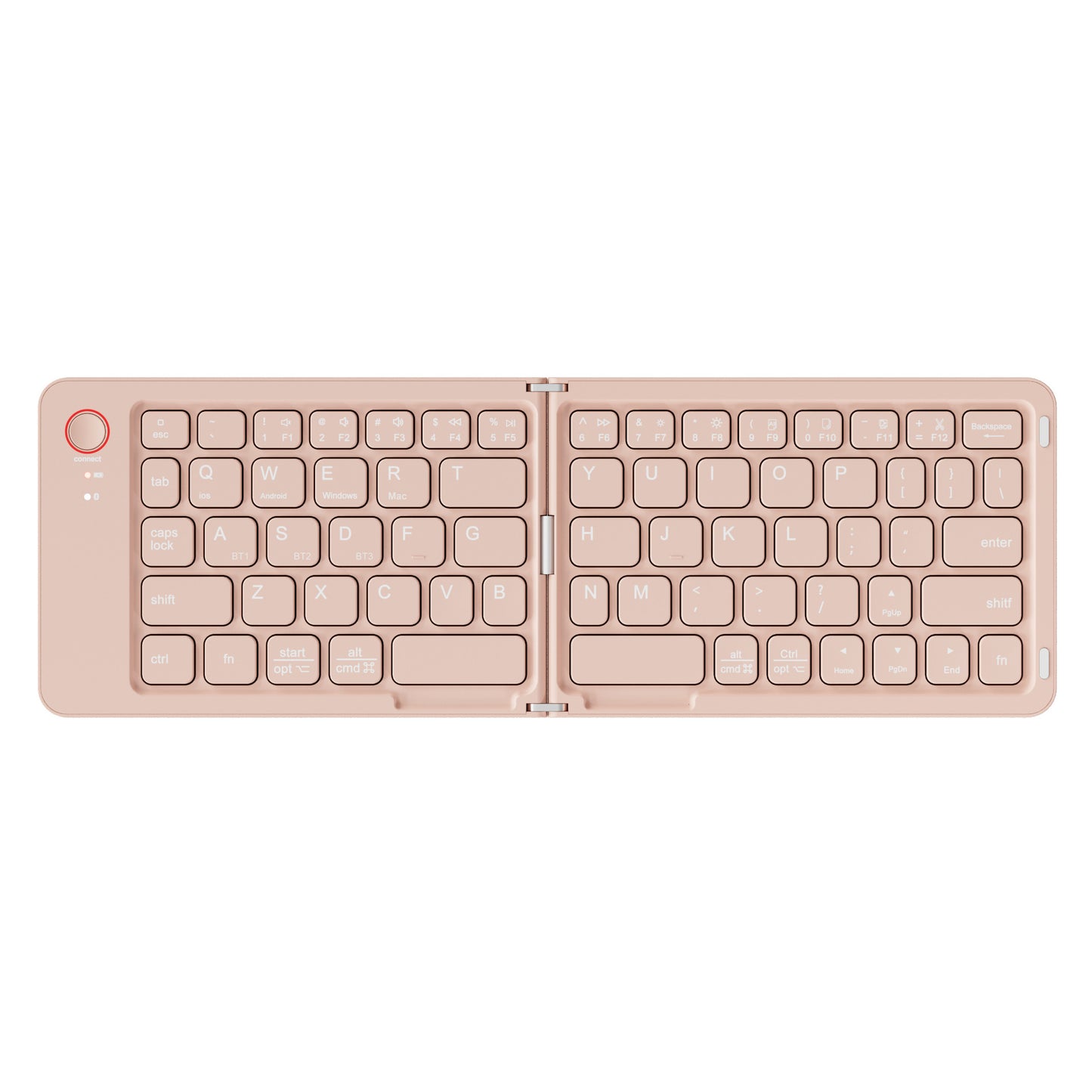 Pink Ultra-Slim Foldable Bluetooth Keyboard - Portable Wireless Rechargeable Travel Keyboard for iOS Android Windows Devices