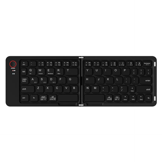 Black Ultra-Slim Foldable Bluetooth Keyboard - Portable Wireless Rechargeable Travel Keyboard for iOS Android Windows Devices