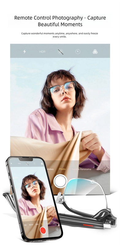 Black Half Frame Sunglasses Smart Audio Glasses with Bluetooth 5.0 - Open-Ear Directional Sound, Anti-Blue Light Lenses, IP65 Water Resistant