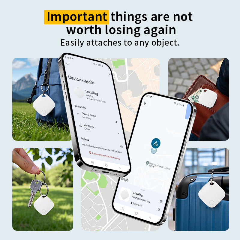 White Smart Item Locator Tag for Android - Google Find My Device Compatible, Anti-Lost Tracker