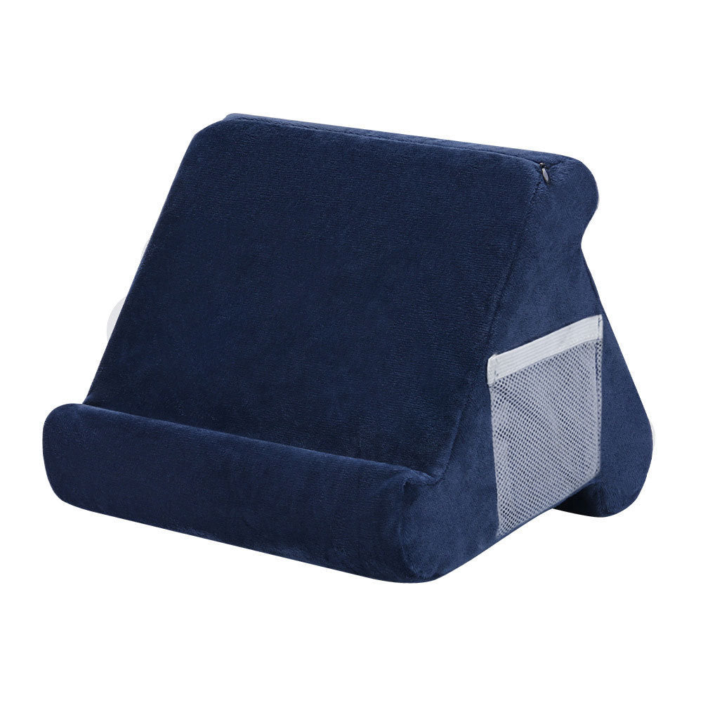 Dark Blue Soft Multi-Angle Tablet Pillow Stand - Comfy Reading & Viewing Holder for iPads, Books, eReaders
