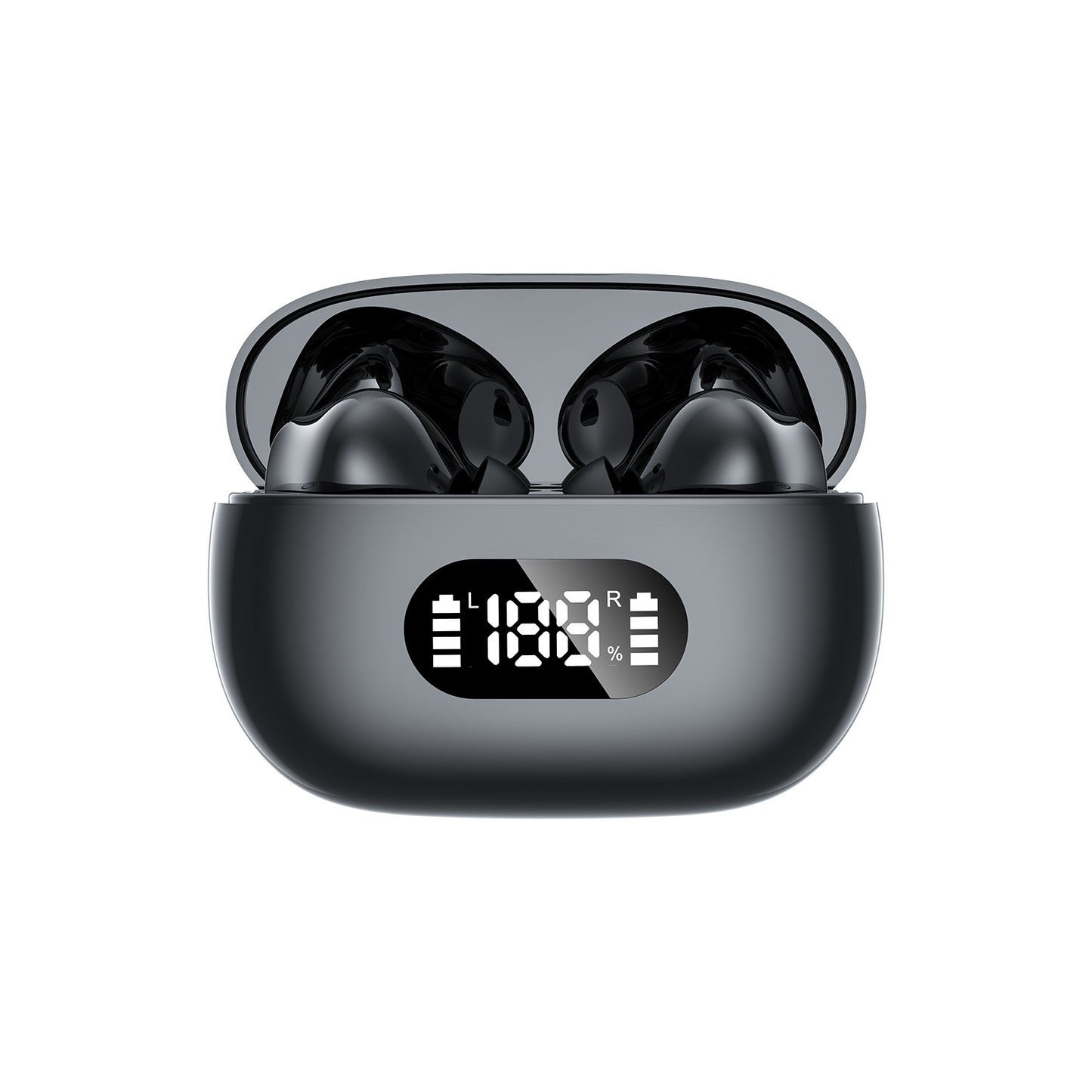 Black ProBeat X5 TWS Earbuds: Bluetooth 5.3, LED Smart Display Case, Intuitive Touch Controls, Extended Playtime