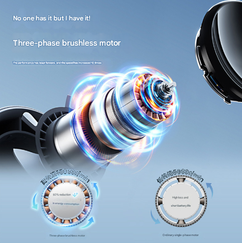 Blue Mini Bladeless Handheld Fan - USB Rechargeable, Quiet Portable Desk Fan