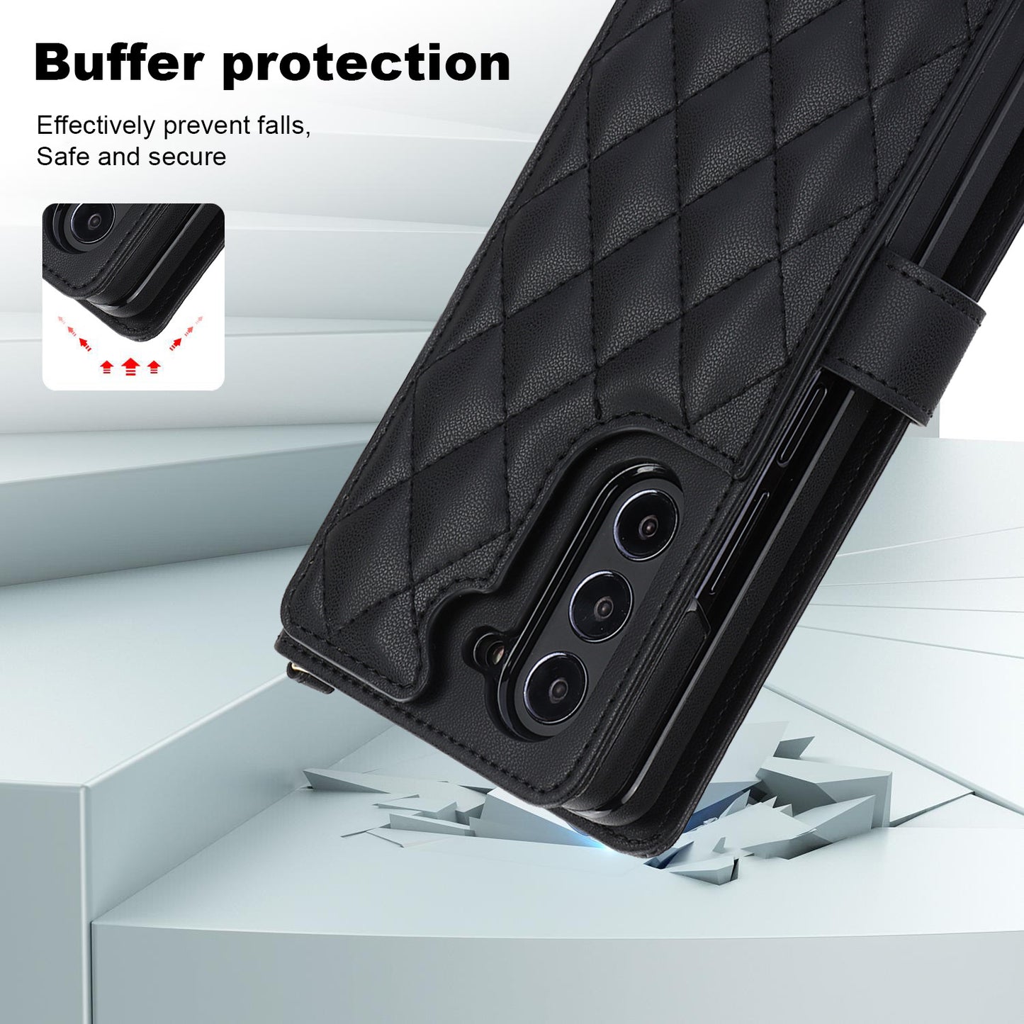 Brown Galaxy Z Fold5 Multi-Functional Leather Wallet Case for Samsung Z Fold Series - Crossbody with Pen Slot, Quilted Design Pen Not Included