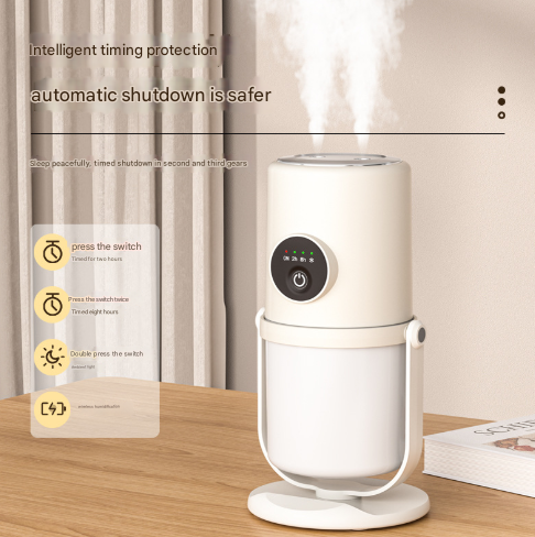 Beige + Base ortable Desktop Dual-Spray Humidifier with Air Purification for Office and Bedroom