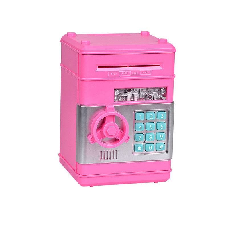 Pink Children's Mini Safe Piggy Bank with Fingerprint and Password Lock