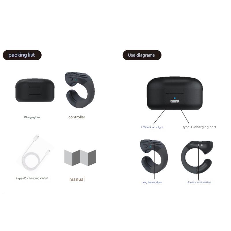 Fingertip Remote Control Ring for TikTok, Kindle & Short Video Apps - Page Turner(Black)