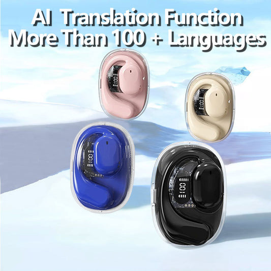 OWS Open-Ear TWS Earbuds with AI Translation - Bluetooth 5.4, 360 ACS Sound, LED Display Case(Pink)