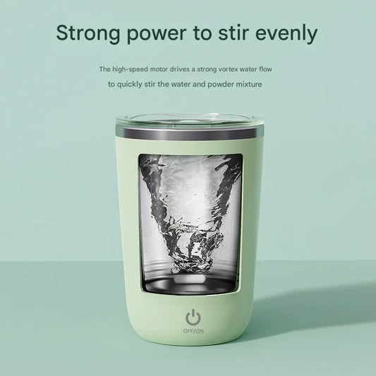 Mini Portable Electric Self-Stirring Mug - USB-C Rechargeable, 4-Hour Use, Stainless Steel (Green)