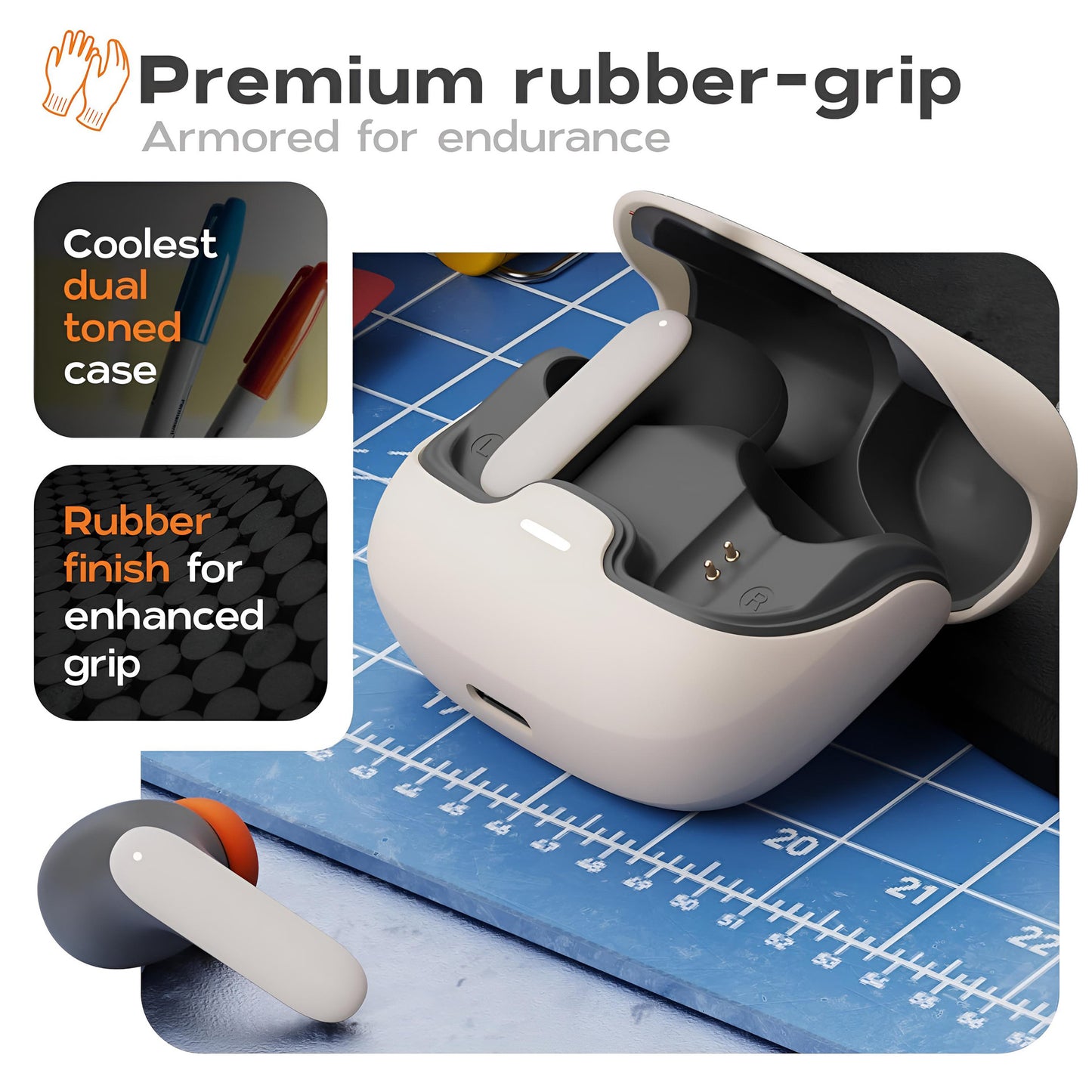 TWS Earbuds with Quad Mic Noise Cancellation - 100H Playtime, Bluetooth 5.3, 45ms Low Latency & Fast Charge(Black)