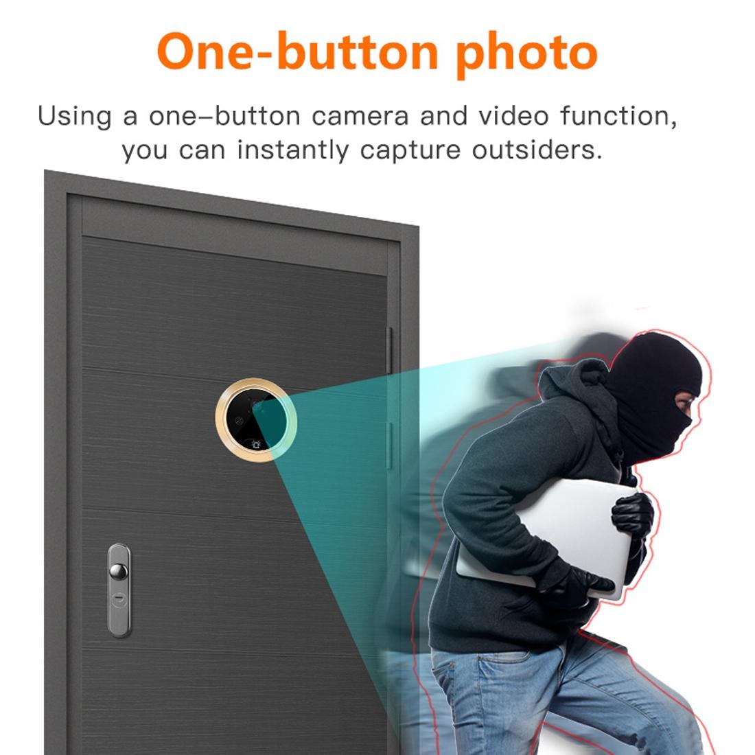 Smart Digital Door Viewer With Motion Detection And Video Alarm - 4.3 Screen - Tf Card Support - Gold-1915196564528304131