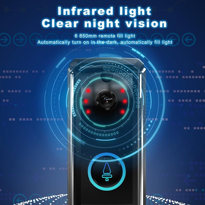 Smart Wifi Video Doorbell With Night Vision & Motion Detection - 2-Way Intercom - 32Gb Sd Card - Black-1915196679347376131