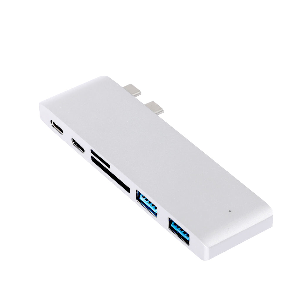 USB 3.0 Type-C HUB 6 Port Powered Adapter Silver-1910112870520197120