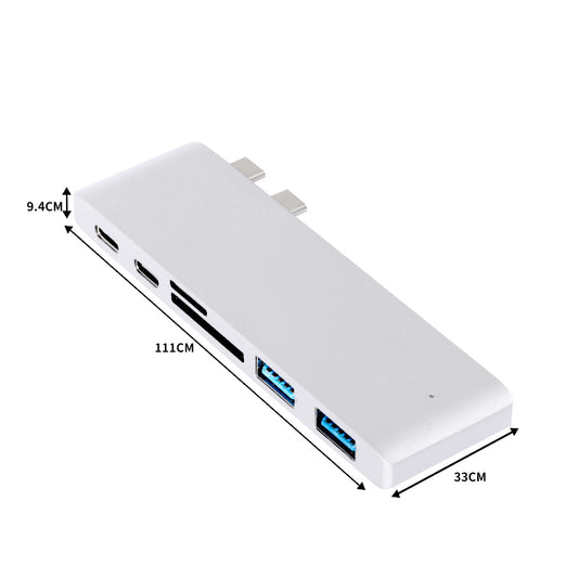 USB 3.0 Type-C HUB 6 Port Powered Adapter Silver-1910112870520197122