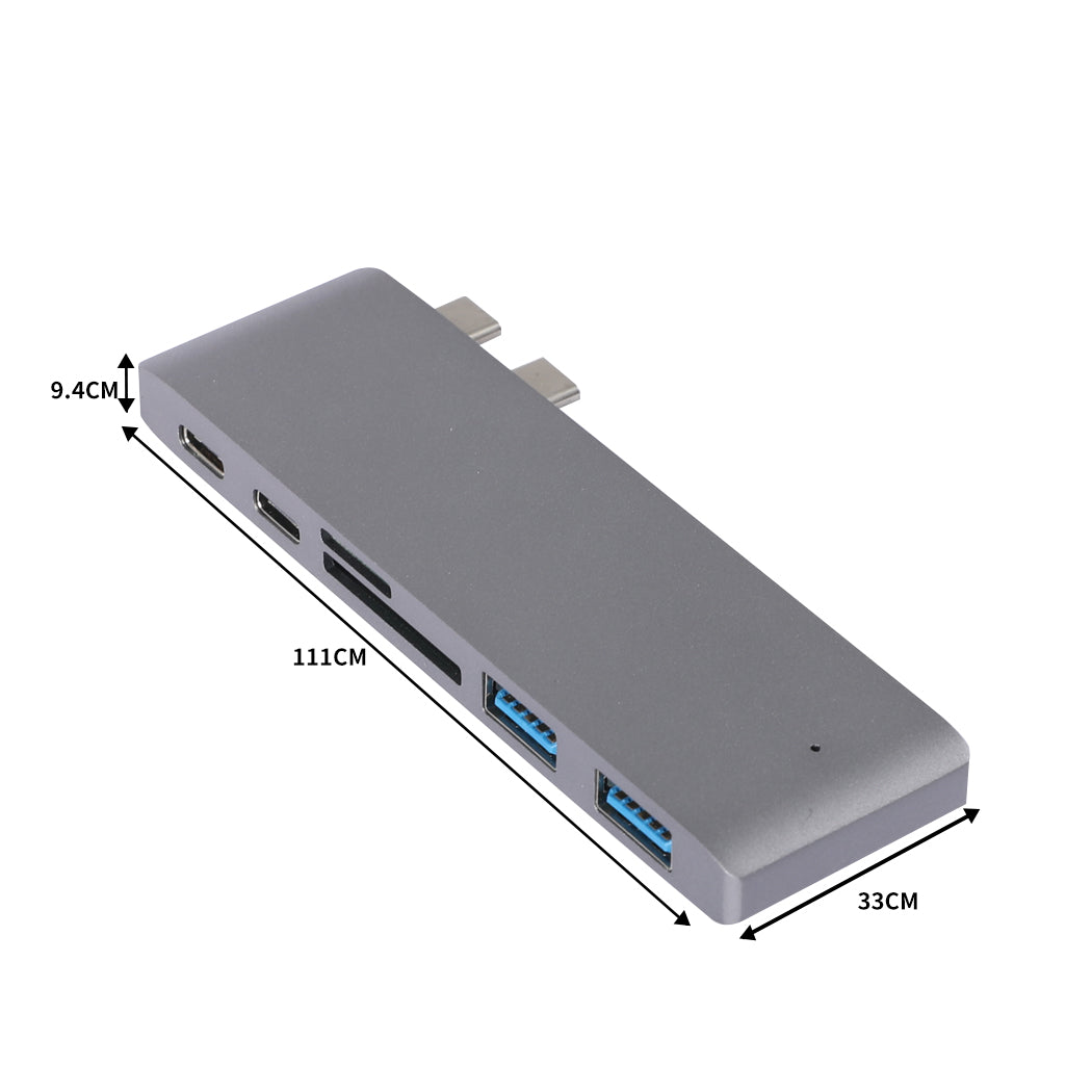 USB 3.0 Type-C HUB 6 Port Powered Adapter Grey-1910112870369202178